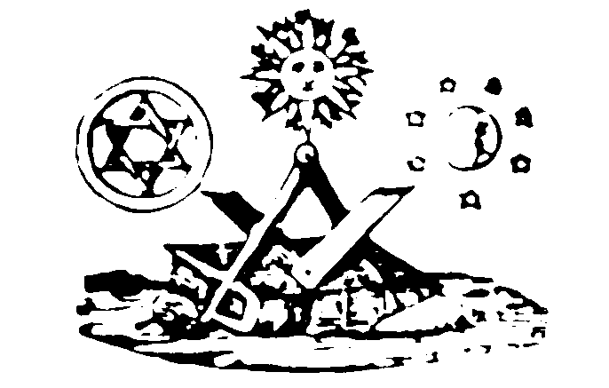 99 - Masonic emblem prominently displaying Enlil's 7-Planets symbol of his command authority on Earth as their colony