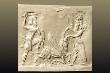 9b - Gilgamesh & Utu slay the Bull of Heaven, causing a direct confrontation between Inanna & Gilgamesh