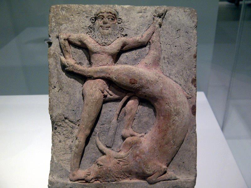9c - Gilgamesh & Bull of Heaven stele, an artifact for reminding people to the Epic of Gilgamesh tales & their importance