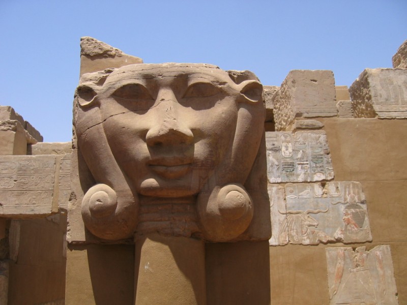 39 - Head of goddess Hathor at Dendera Temple, ancient relic of alien occupation