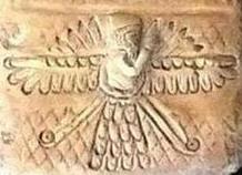 9aa - King Anu the Sky God inside his satellite-looking winged sky-disc / flying saucer
