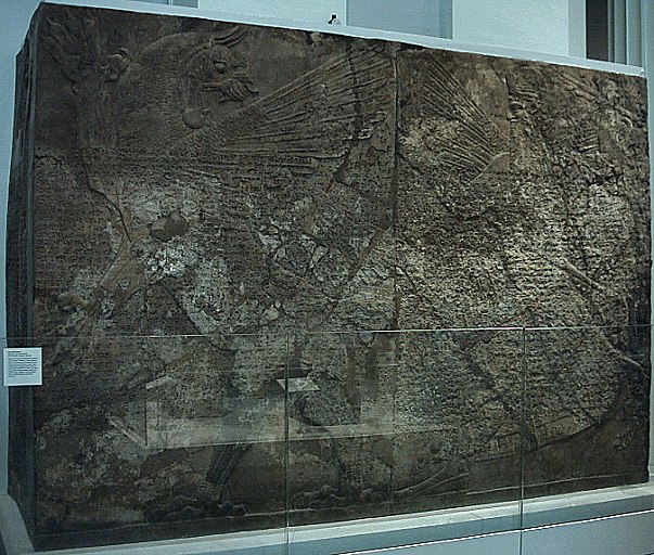 1 - famed Ninurta and Anzu battle, huge wall now in a museum "SEE THE MYTH OF ANZU" TEXT
