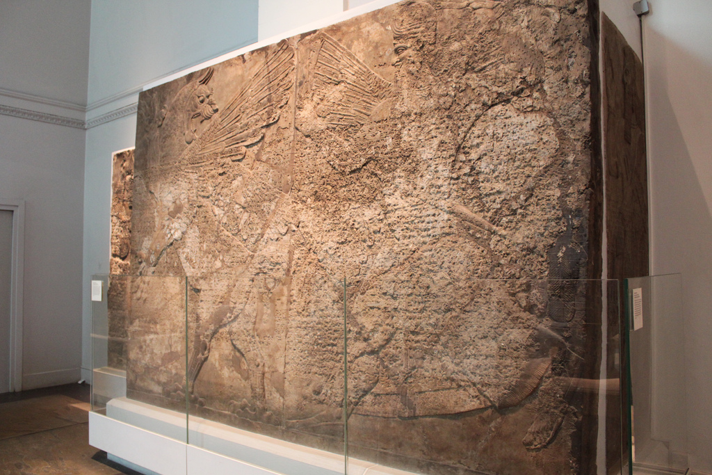 1a - famed Ninurta and Anzu battle, huge wall now in a museum "SEE THE MYTH OF ANZU" TEXT