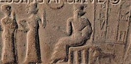 1e - Inanna presents unidentified semi-divine king to her father Nannar; Inanna espoused many many semi-divine kings earning her the title of Goddess of Love