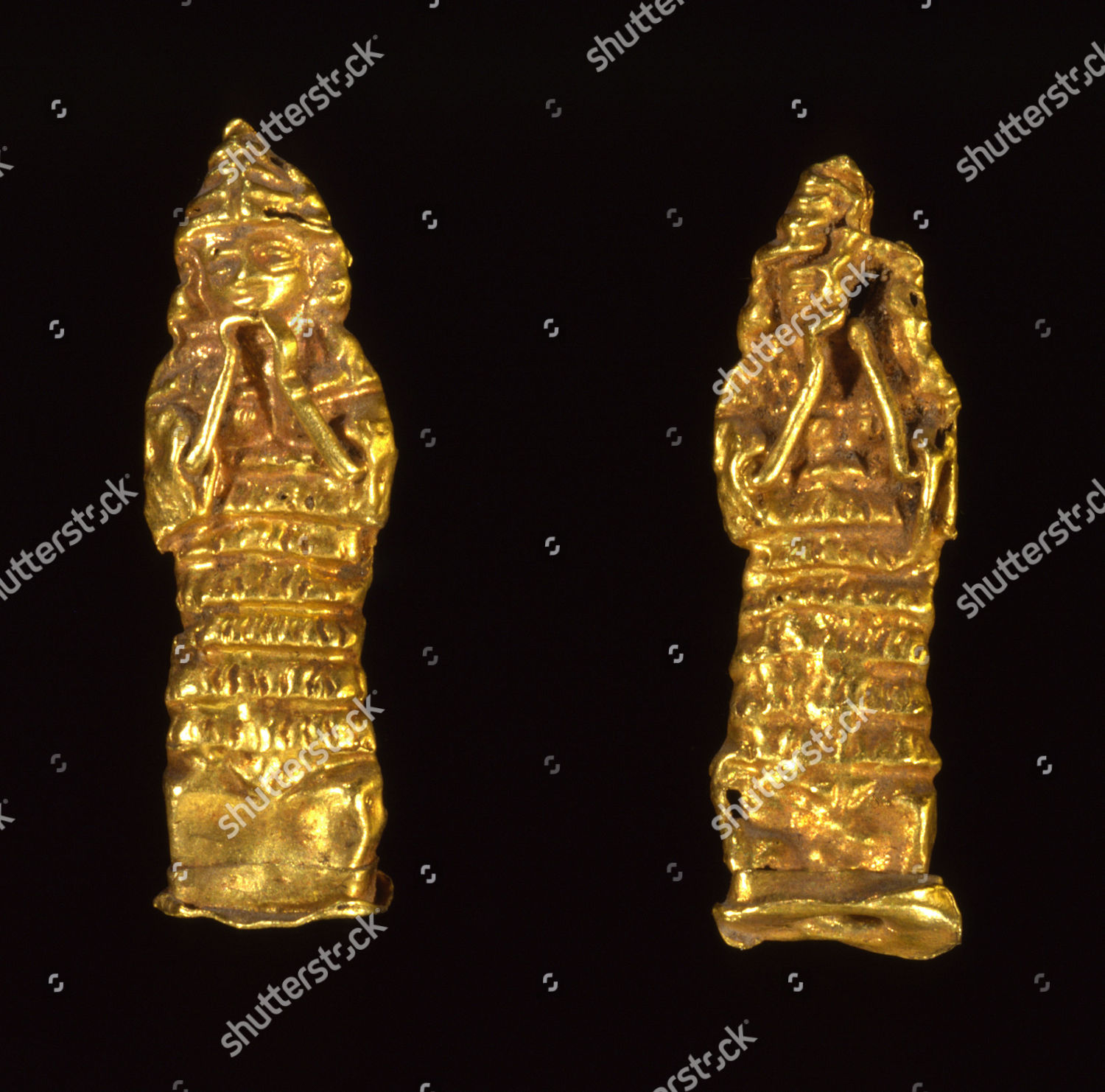 1f - golden statues of praising goddess Ninsun, daughter to Bau & Ninurta; she is found in hundreds of artifacts with semi-divine kings & alien gods