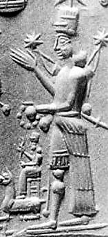 1l - seal of Inanna the Goddess of War with advanced alien technologies; Bau & guard dog in background