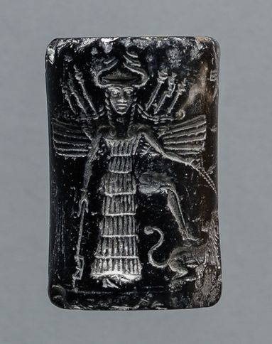 1n - seal with alien technologies of goddess Inanna with one foot upon Leo the lion symbol