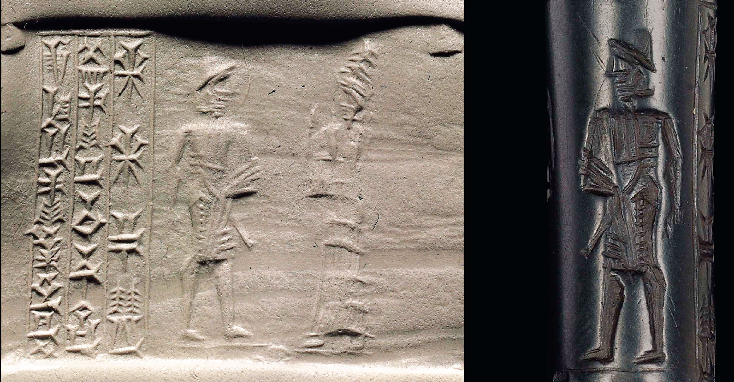 22 - semi-divine king & goddess Ninsun; Babylonian seal 1900-1700 B.C.