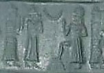 28 - Ninsun /  Lama, unidentified, & Utu seated on his throne