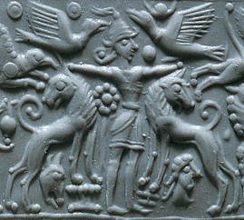 2i - Inanna with her lion beasts, her zodiac sign for Leo