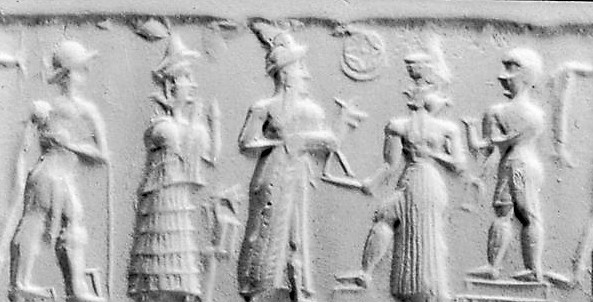 36 - triad symbol of Nannar's family, Nannar's Moon crescent, Utu's Sun disc, & Inanna's 8-pointed star symbols in one; semi-divine king, Ninsun, Nannar, Utu, & semi-divine high-priest