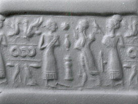 3m - semi-divine mixed-breed king standing before gods Utu, & Inanna, a time long forgotten when the gods came down & walked & talked with man