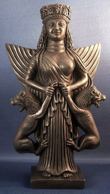 4 - statue of giant goddess Inanna lifting her protective lion beasts, her zodiac sign - Leo