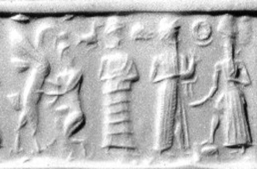 4c - Mushhushshu over unidentified, Ningal, semi-divine king, & Utu; hundreds of ancient artifacts of Utu with semi-divine offspring of the gods, protection or punishment depended on the gods