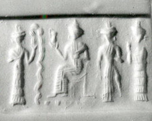 4c - Enki, Enlil, Lugalbanda, & Ninsun, Lugalbanda's spouse, & Ninsun
