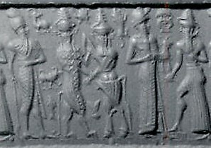 5c - semi-divine king, bull-gods fighting, semi-divine king, & Utu; protection & direction was afforded the just & obedient semi-divine kings, sometimes in ancient days long life was granted