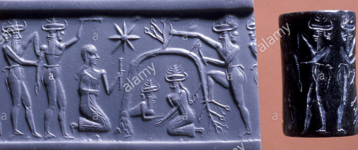 6 - 2 unidentified gods, Geshtinana, brother Dumuzi, Inanna, & Nergal