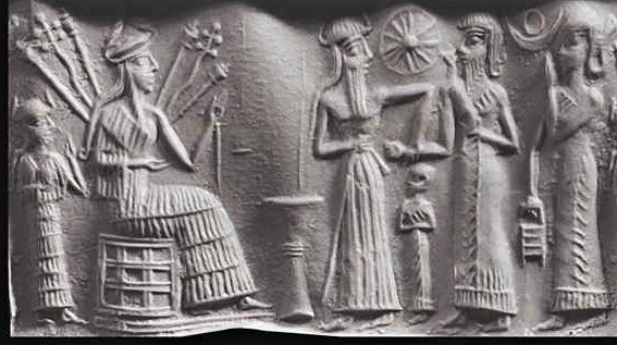 66 - Utu's Sun disc symbol; Ninshubur, Inanna, Utu, king, & unidentified