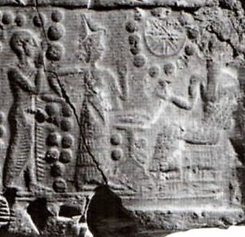 69 - Utu's Sun disc symbol in the sky; Ninsun, her descendant mixed-breed high-priest, Inanna, & Nannar, patron god over Ur