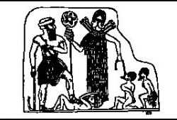 6c - giant rwin gods Utu & Inanna holding Venus pentagram, symbol of Inanna & captured earthlings