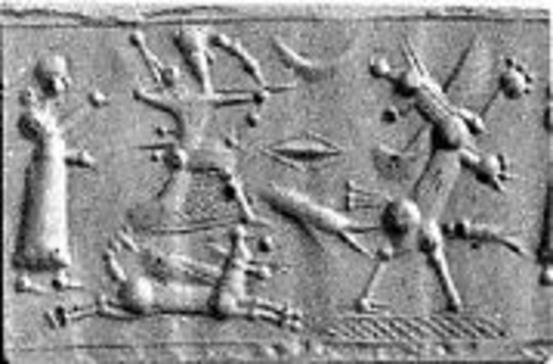 9 - Ninhursag coaching son Ninurta as he battles Anzu for Enlil's stolen Tablets of Destinies