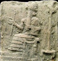 1 - Nannar seated with his standard, patron god to the commercial city of Ur, the ancient day center of commerce, civilization was advanced in every way