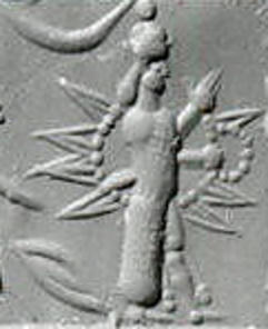 0 - Inanna, Goddess of Venus, & Goddess of War in her glimmering sky-disc / flying saucer