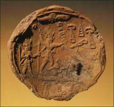 10 - Hittite royal seal, giant alien god Adad & his spouse-aunt Shala