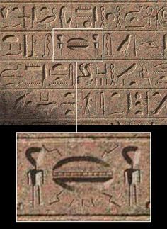 13 - Egyptian wall relief of aliens landed with their sky-disc