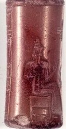 1ab - seal of giant god Marduk seated upon his throne in Babylon