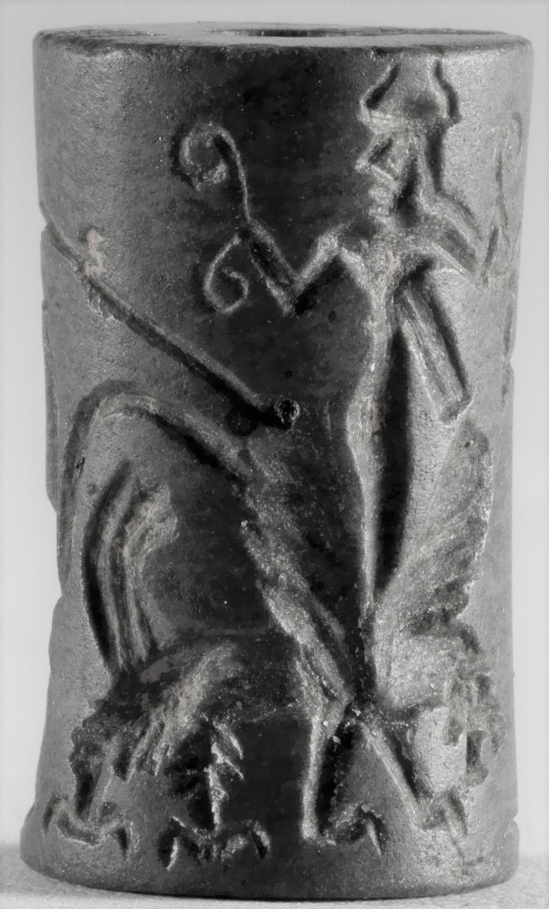 28 - Inanna on seal with Ninurta & his winged beast