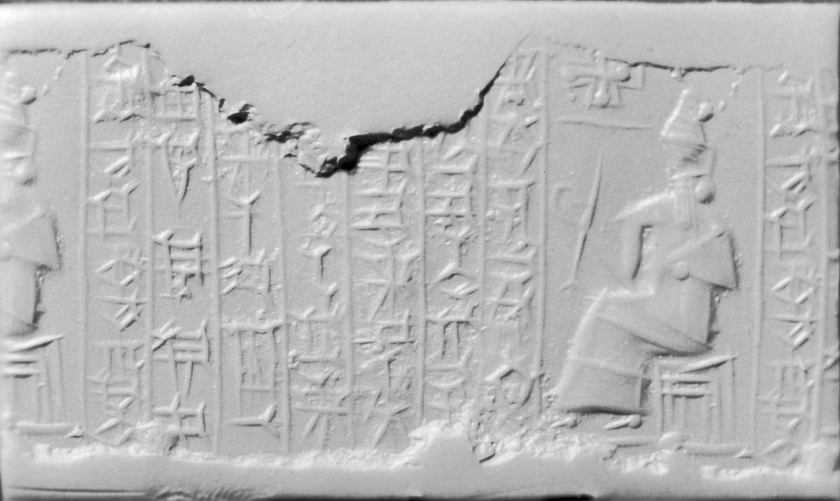 2a - Marduk on his throne in his mud brick-built ziggurat temple inside heart of Babylon