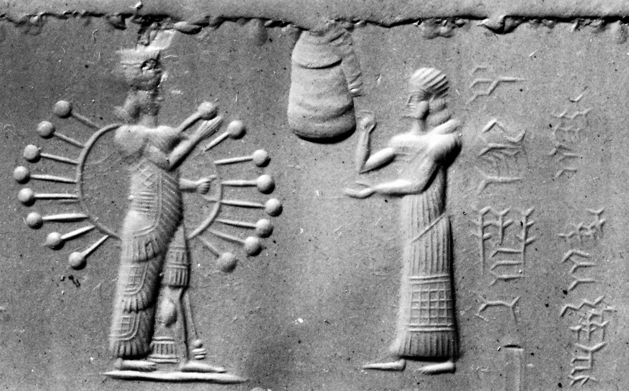 2ae - fantastic artifact of the Goddess of War Inanna with all her majesty, & her cautioning grandaunt Ninhursag pleading for peace