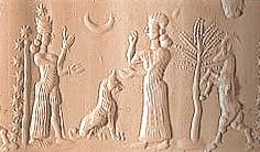 2g - Bau, her dog, & visiting sister Ninhursag working things out; often Ninhursag is depicted as cautioning, or scolding, or advising somebody; 2 goddesses from the 1st generation of gods living on Earth Colony