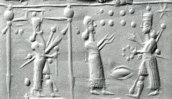 3f - Ninurta, worried Ninhursag, & Inanna; a representation of 3 different generations of gods living on Earth