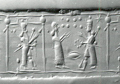 3g - warrior son Ninurta with his mother Ninhursag advising Inanna, Goddess of War against any aggression against other gods