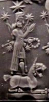 41 - Goddess of War Inanna atop her lion beast, her zodiac symbol for Leo