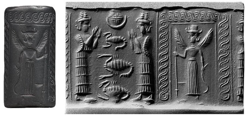 47 - unidentified goddesses, & winged pilot Inanna; today the wings are upon the pilots chest, ancient depictions put the wings on the pilots back