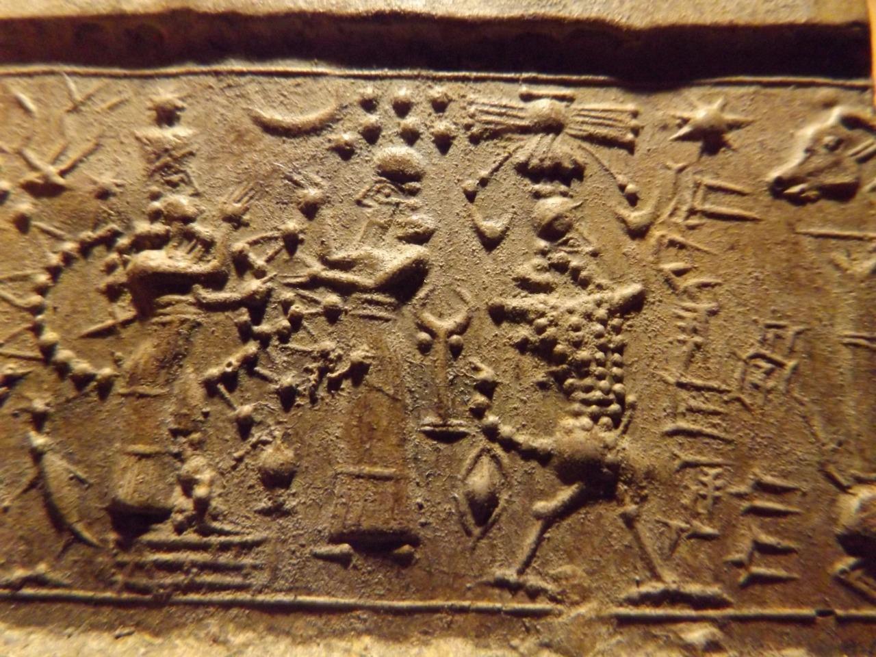 49 - Inanna atop ziggurat, Enlil, & maybe Marduk