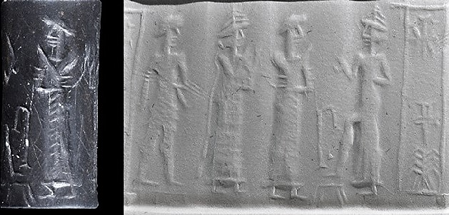 49 - semi-divine descendant high-priest upon ziggurat temple, his ancestor goddess mother Ninsun, Nannar, & Utu