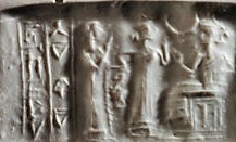 4e - Queen acting as King of Kish Kug-Bau, her goddess spouse Inanna, & mother-in-law Ningal; Inanna espoused dozens of kings & some females as kings