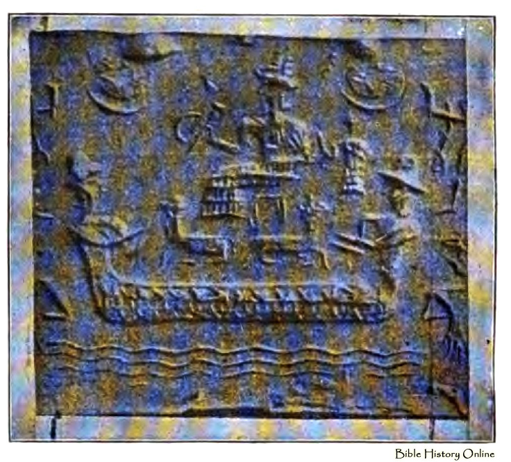 5g - Marduk on the Euphrates River with sons Ashur & Set, Babylonian artifact