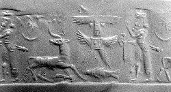 5l - Ninurta is present for Etana's ascent to heaven; a scene so important that many artifacts were made depicting a semi-divine king going into space