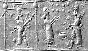 63 - warrior Ninurta with his mother Ninhursag advising Inanna, Goddess of War