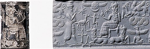 6c - Babylonian giant semi-divine king brings dinner offering to his god Marduk