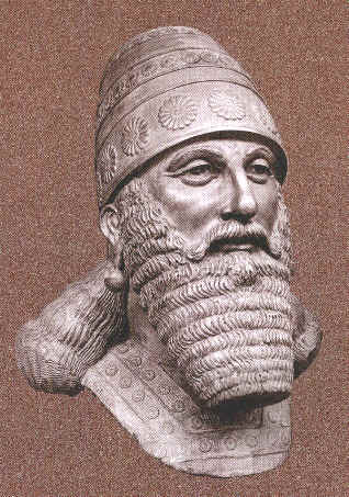 13a - Tukulti-Ninurta II bust artifact, 900-891 B.C., a descendant of the gods made king