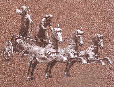 14j - Chariot of Ashurnasirpal II, 883-859 B.C., a chariot protected by the gods like no others