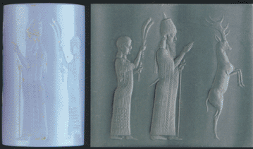 16e - unfinished Assyrian seal of semi-divine giant Shamash-Adad V, 800 B.C., bigger, stronger, faster, & smarter than other earthlings