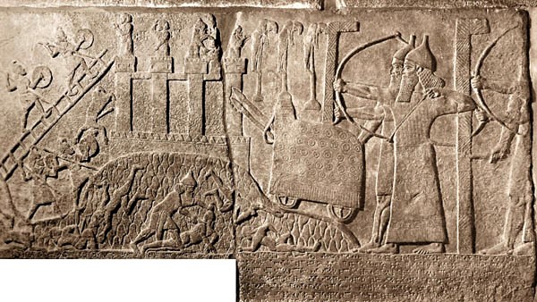 18c - Tiglath-Pileser III seige with battering-ram, etc., wars were ordered by the gods & no king dare say no