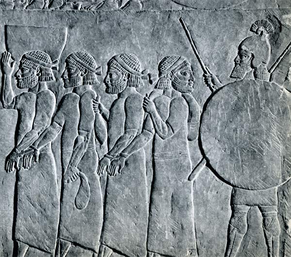 20s - Assyrian soldier & Hebrew captives made slaves or killed off